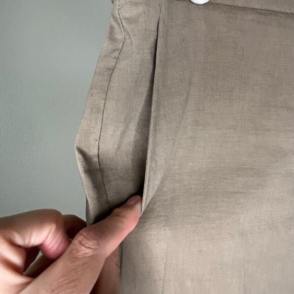 Theory women's Trecca brown linen blend cropped pull on mid rise pants size 4 - Picture 2 of 8
